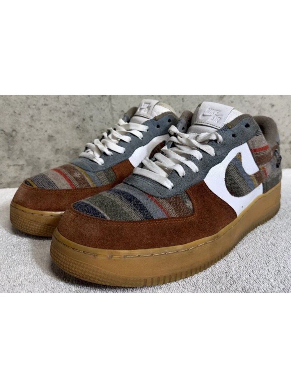 Nike Air Force 1 Low Pendleton By You DJ2675-991 Brown Flannel Wool Suede Sz 13